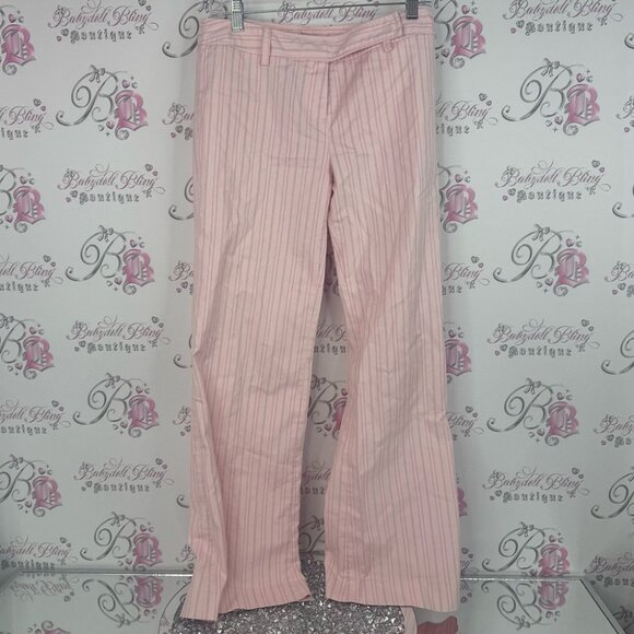 Jacob pants flare pin striped y2k wide leg Pink and White Striped Garment - Picture 1 of 8